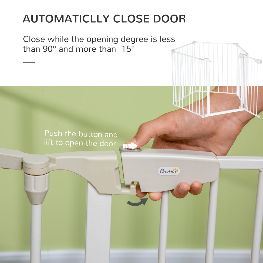 5 Panels Pet Playpen Metal Fence w/ Walk Through Door - White