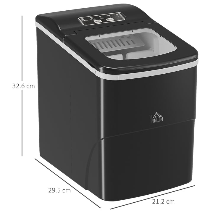 Countertop Ice Machine, 12Kg in 24 Hrs, 9 Cubes Ready in 8 Mins, Portable Ice Cube Maker with Self-Cleaning, Ice Scoop and Basket for Home, Kitchen, No Plumbing Required, Black