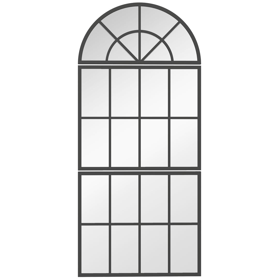 Large Arched Wall Mirror with Metal Grid, 3-Piece Split Window Mirrors
