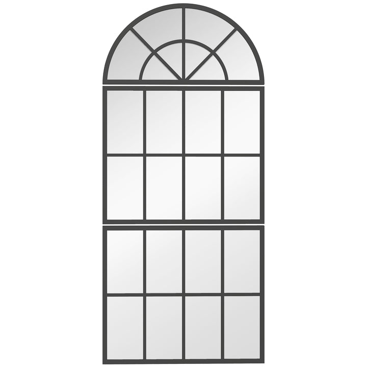 Large Arched Wall Mirror with Metal Grid, 3-Piece Split Window Mirrors