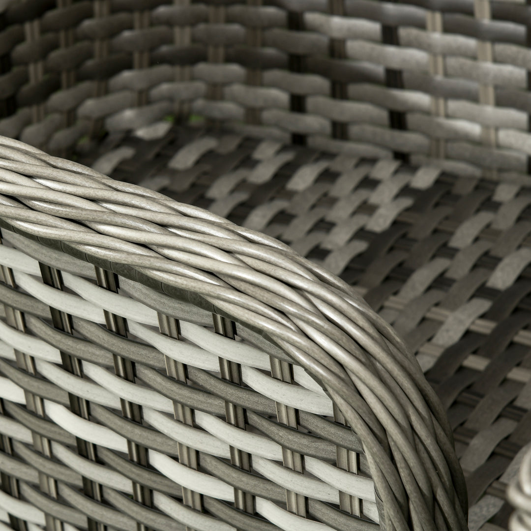 Seven-Piece Rattan Dining Set - Grey