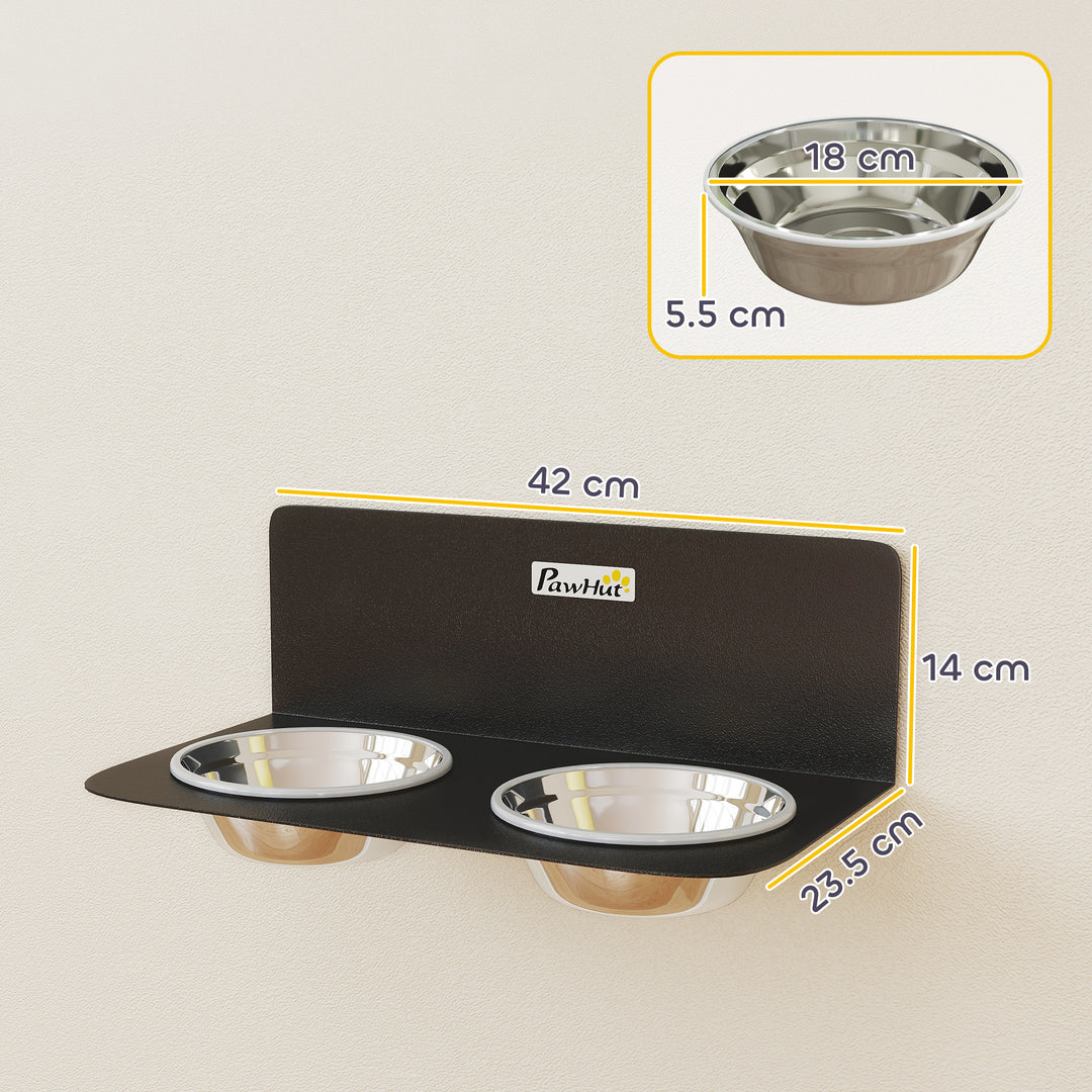 Wall Mount Dog Bowls, Adjustable Height Raised Dog Feeding Station wit