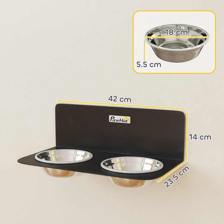 Wall Mount Dog Bowls, Adjustable Height Raised Dog Feeding Station wit