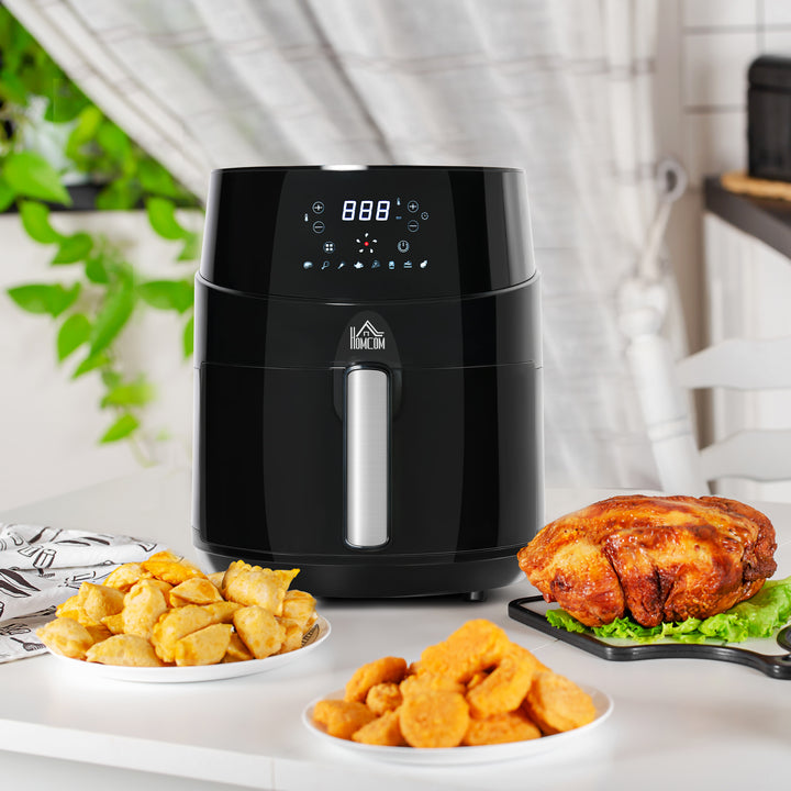 HOMCOM Compact 4.5L Digital Air Fryer, 1500W with Rapid Air Technology, Adjustable Settings & Nonstick Basket, Black | Aosom UK