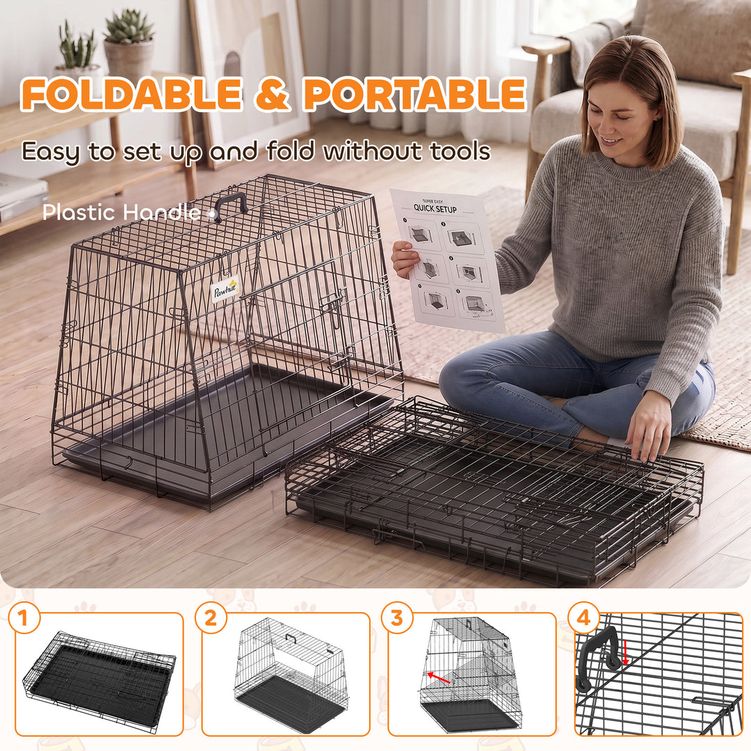 35"(90 cm) Car Dog Crate Medium Large Collapsible Slanted Travel Dog C