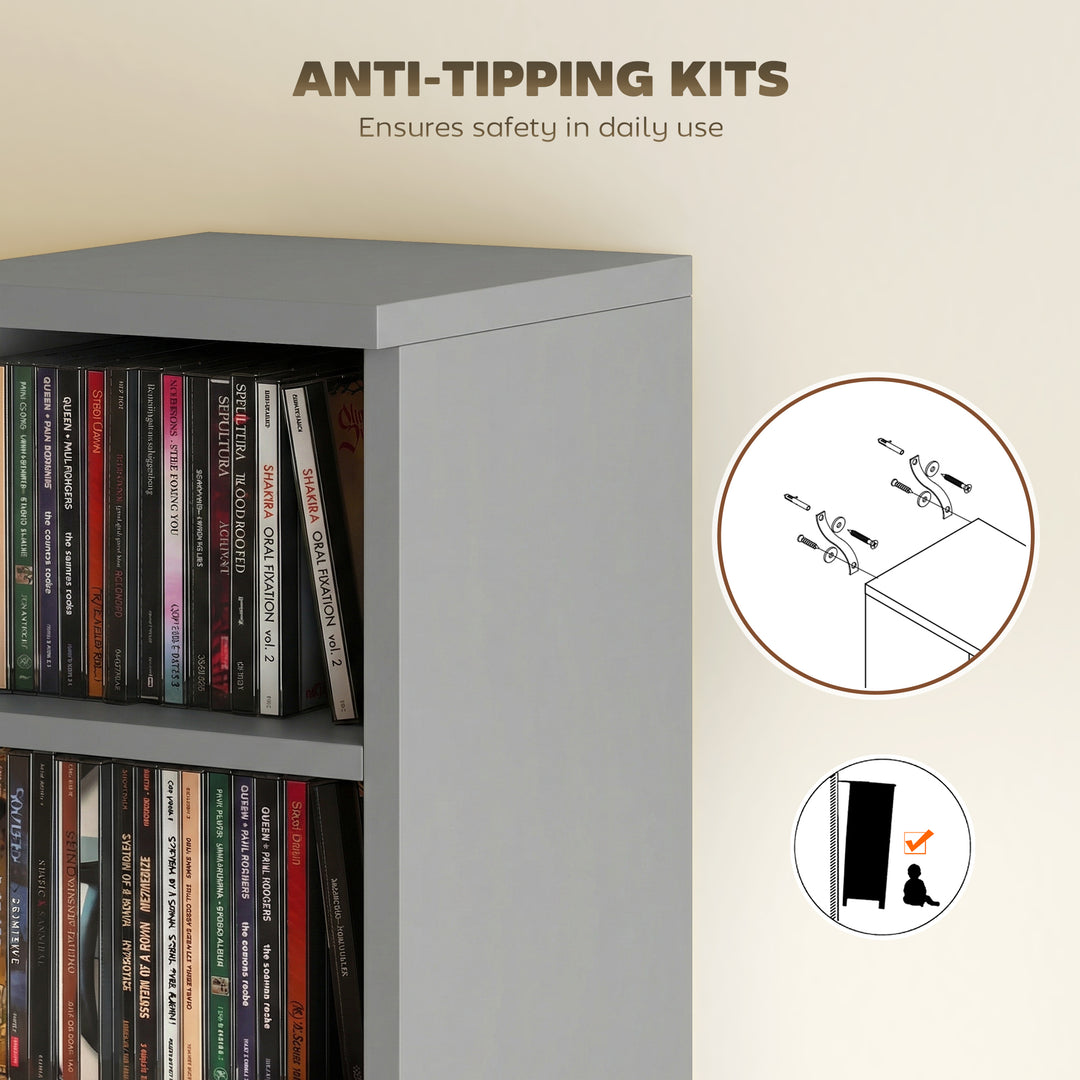Set of 2 CD Media Display Shelf Unit Tower Rack with Adjustable Shelve