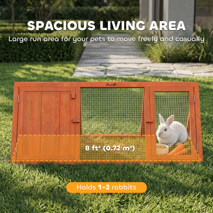 Rabbit Hutch, Wooden Guinea Pig Hutch with Run and Doors, Outdoor Tria