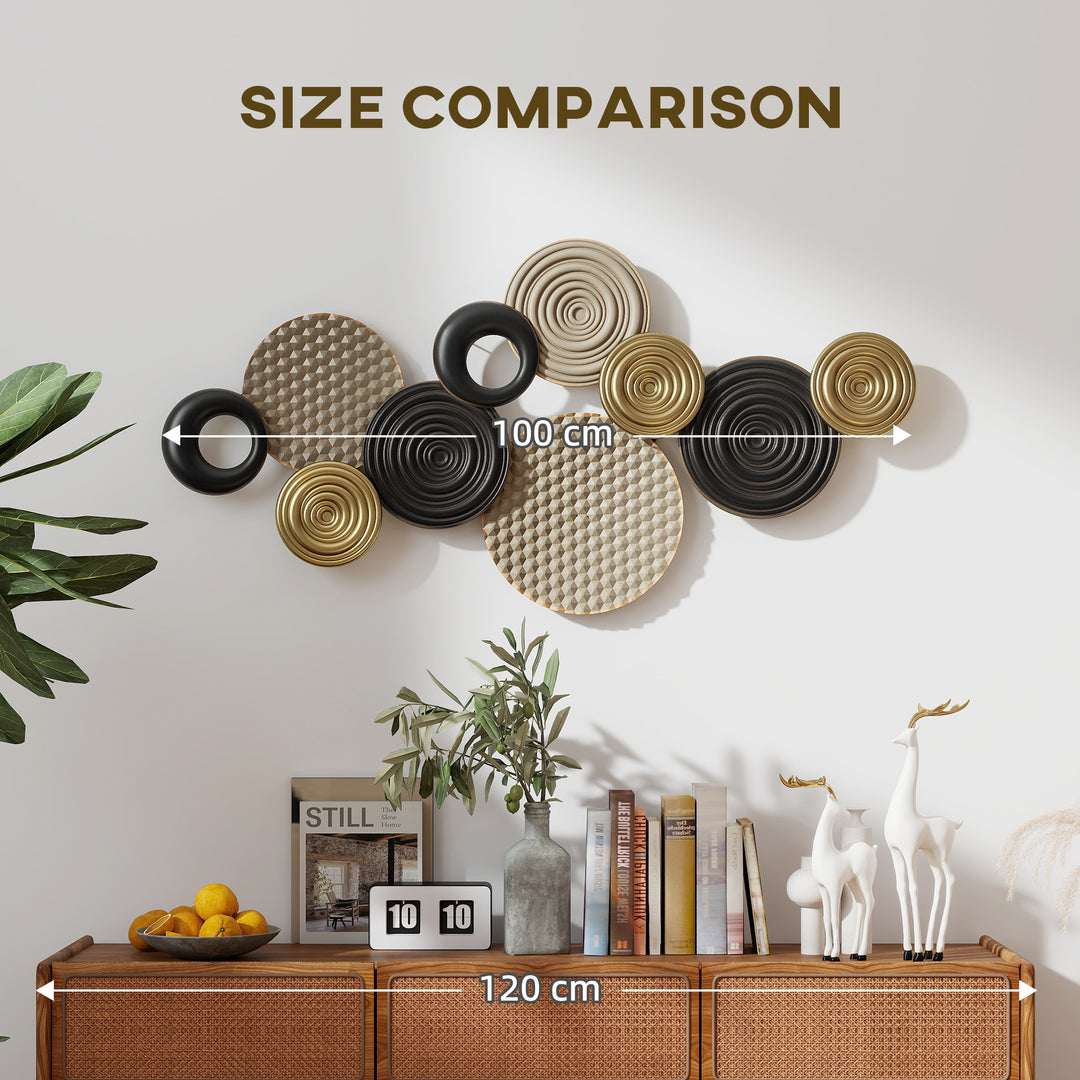 Metal Wall Art, Modern Hanging Wall Decor with Multi-Disc Design for Living Room Bedroom Dining Room