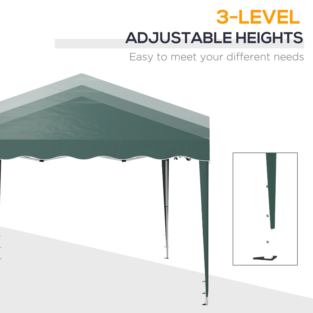 3 x 3cm Adjustable Height Pop-Up Gazebo, with Bag - Green