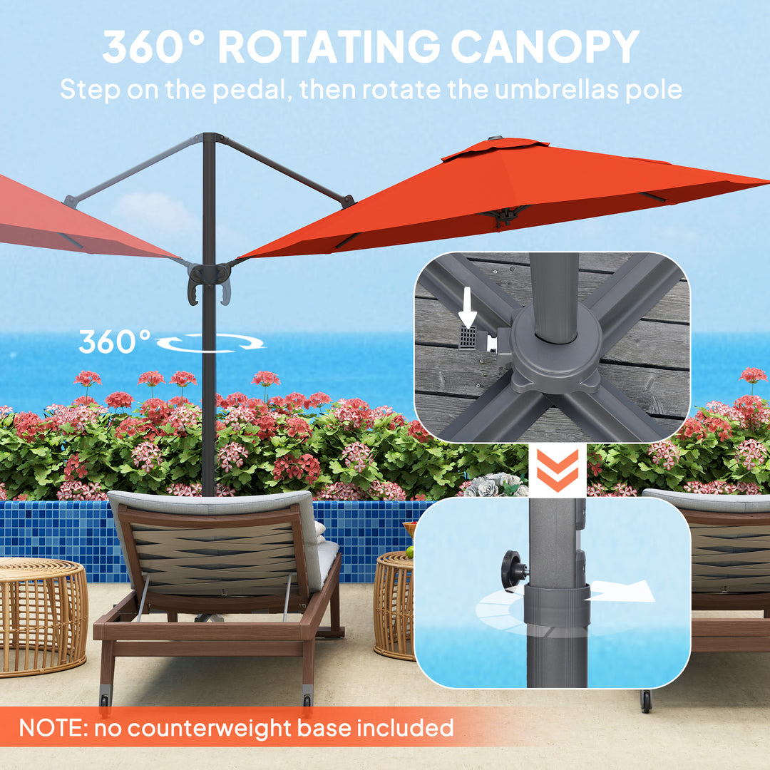 Five-Position Overhanging Parasol - Orange