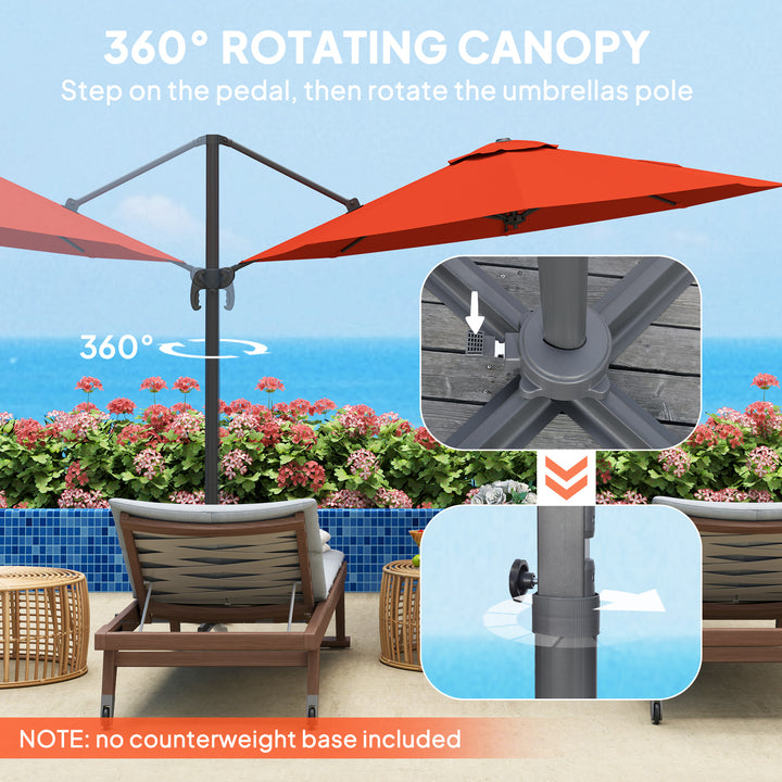 Five-Position Overhanging Parasol - Orange