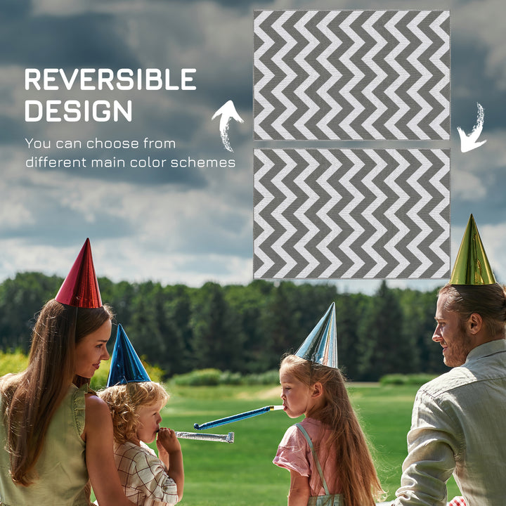 121 x 182 cm(4x6ft) Outdoor Rug Reversible Mat Plastic Straw Rug Portable RV Camping Mat for Garden Deck Picnic Indoor, Light Grey & White