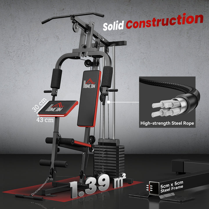 Multigym Station, with 66KG Weight Stack, for Strength Training, Black