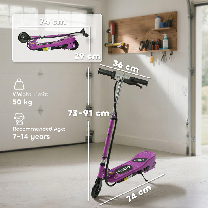 MCL Foldable Electric Kids Scooter, Ride-on for Ages 7-14 Years, Purple