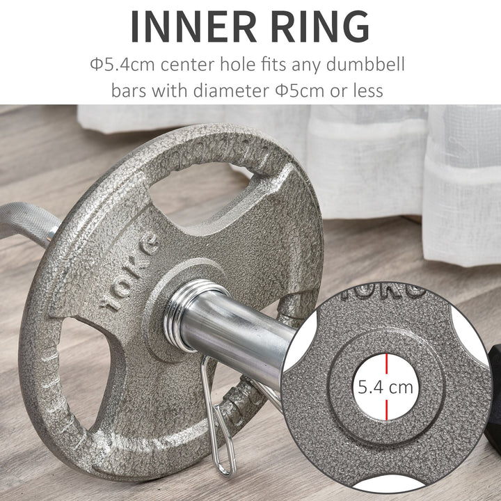 Set of 2 Cast Iron Weight Plates for 2"/5cm Hole Dumbbell Handle Bar, Barbell Weight 2 x 10kg