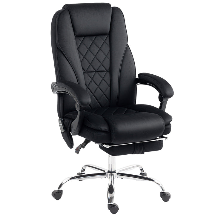 Massage Office Chair, Heated Reclining Computer Chair with Adjustable Height and Footrest, Black