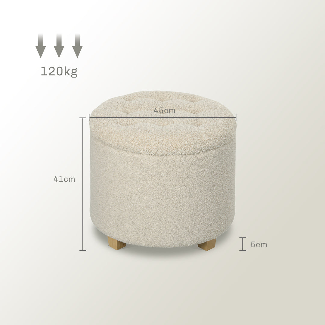 40.5L Teddy Fleece Storage Ottoman - Cream White