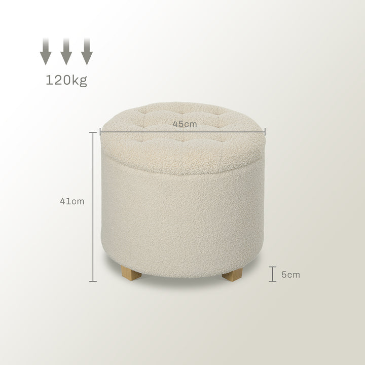 40.5L Teddy Fleece Storage Ottoman - Cream White