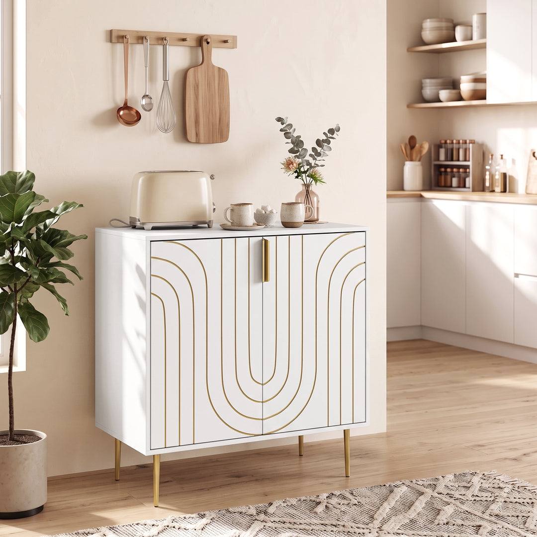 Modern Kitchen Cupboard, Storage Cabinet with 2 Doors, Adjustable Shel