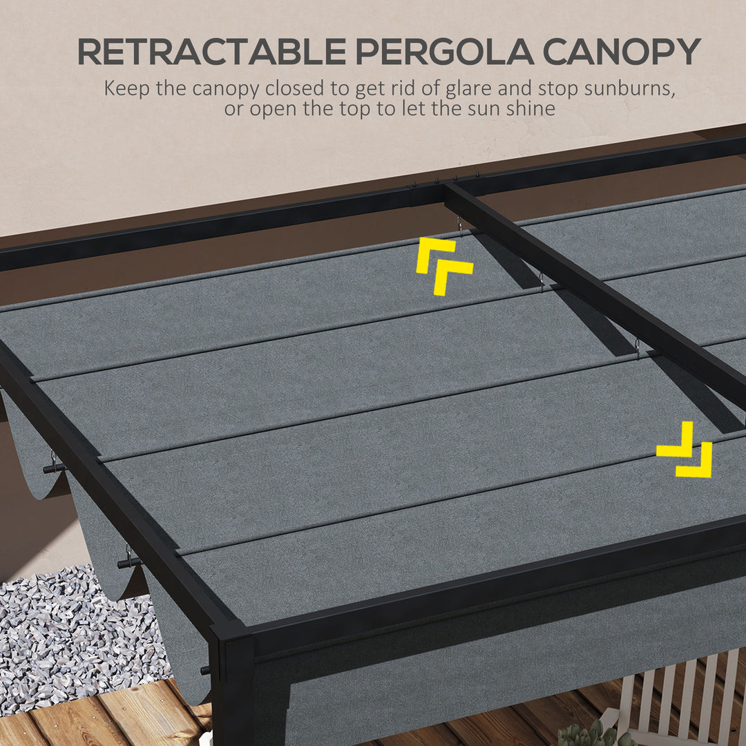 Pergola Roof, Retractable Sun Shade Cover for 2.85 x 2m Pergola, UV30+ Protected, Dark Grey