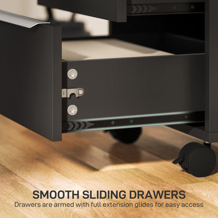 Three-Drawer Locking Filing Cabinet - Black