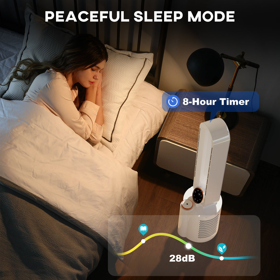 Multi-Mode Bladeless Tower Fan and Humidifier - White