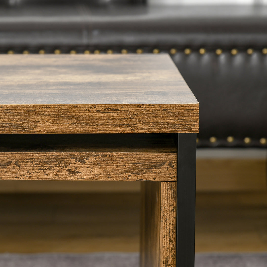 MCL Nesting Coffee Table Set of 2, Industrial Stacking Side End Tables with Metal Frame for Living Room, Bedroom, Rustic Brown