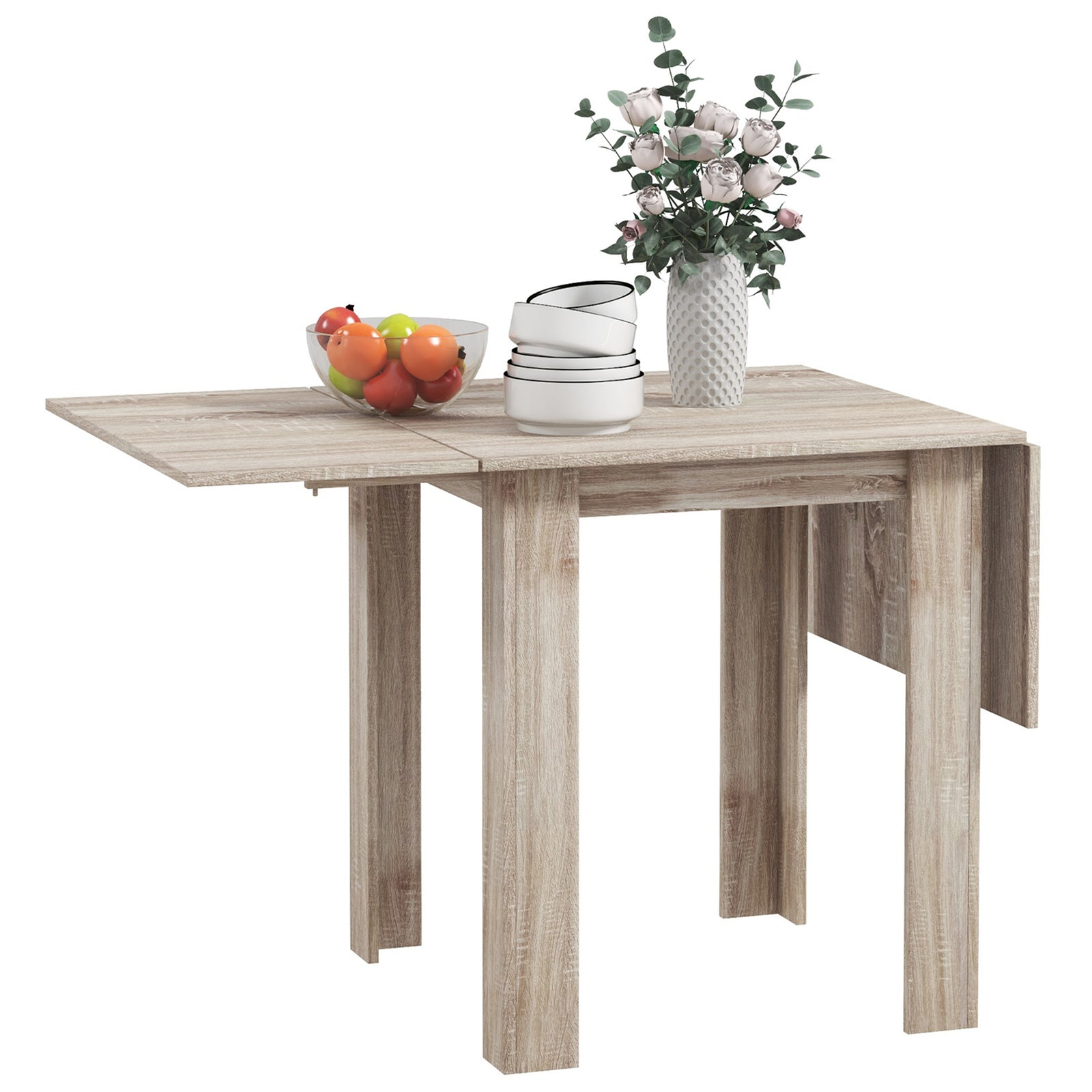Four-Seater Drop Leaf Dining Table - Wood Effect