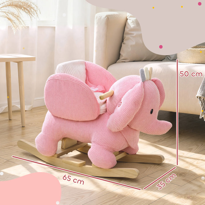 Kids Rocking Horse, Baby Ride on Elephant Rocker with Safety Belt and Sound for Toddlers 18 to 36 Months