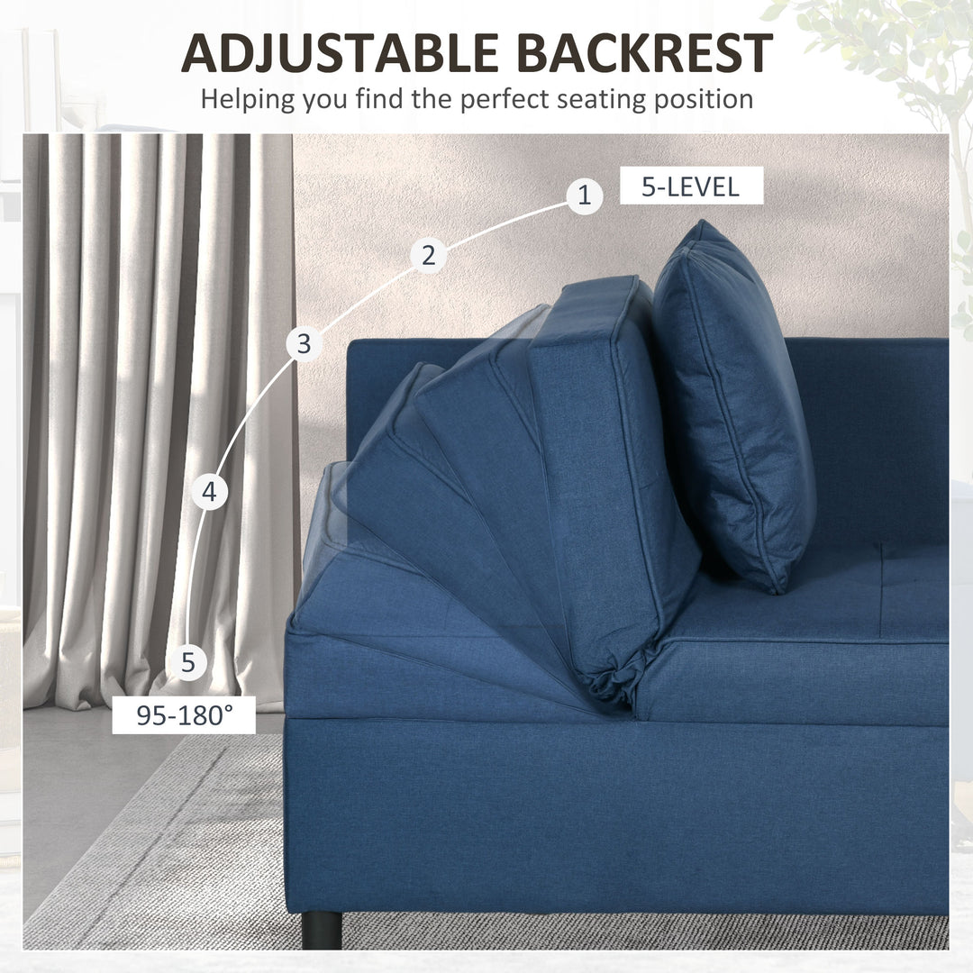 Convertible Single Sofa Bed with Thick Padded Seat, 3-in-1 Multi-Functional Sleeper Chair Bed with Magazine Pocket, for Living Room, Blue