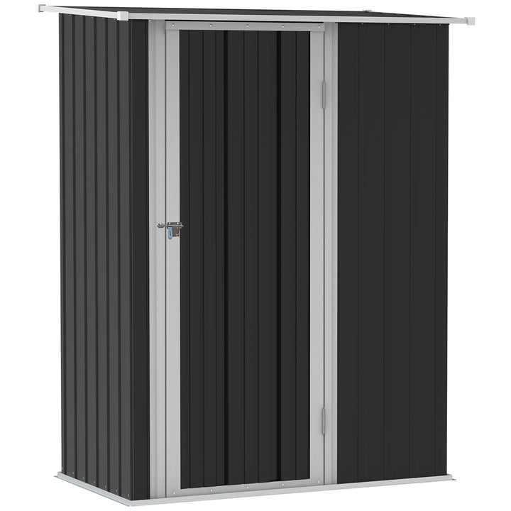 Outsunny Garden Storage Shed, Outdoor Tool Shed with Sloped Roof, Lockable Door for Equipment, Bikes, Grey, 142 x 84 x 189cm | Aosom UK