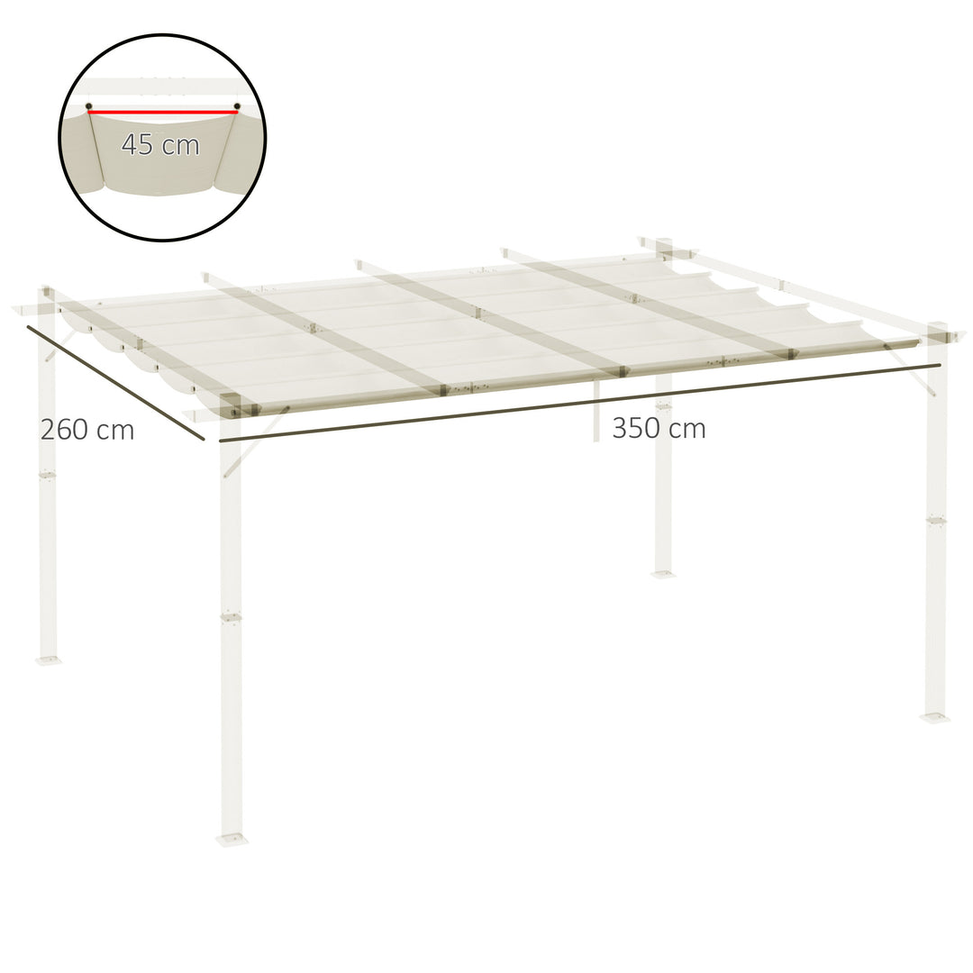 Retractable Pergola Shade Cover, Replacement Canopy for 4 x 3 (m) Pergola, Retractable Roof, Cream White