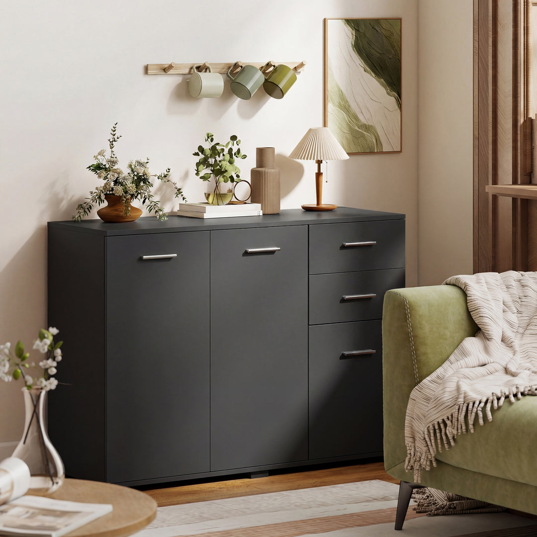 Sideboard, Modern Storage Cabinet with 2 Drawers, 3 Doors and Adjustab
