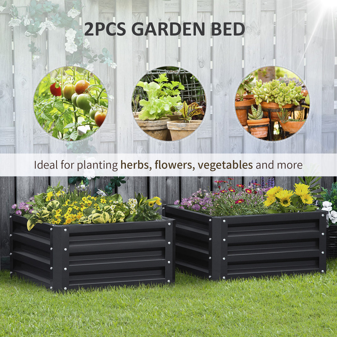 Set of Two 60 x 60cm Steel Planter Boxes - Grey