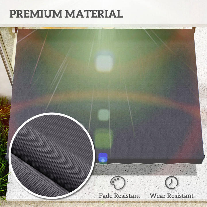 Balcony 2 x 1.5m Manual Adjustable Awning DIY Patio Clamp Awning Canopy Retractable Shade Shelter Easy to Move for Balcony, Grey