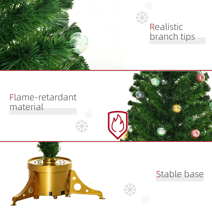 HOMCOM 5FT Pre Lit Christmas Tree Artificial Tree Fiber Optic Holiday Home Xmas Indoor Decoration with Golden Stand Green | Aosom UK