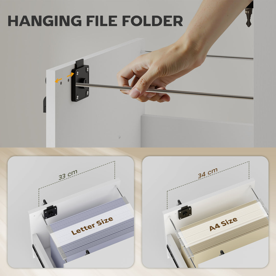 Rolling File Cabinet with 2 Drawers, Mobile Filing Cabinet with Hanging File Folder for Letter Sized Documents
