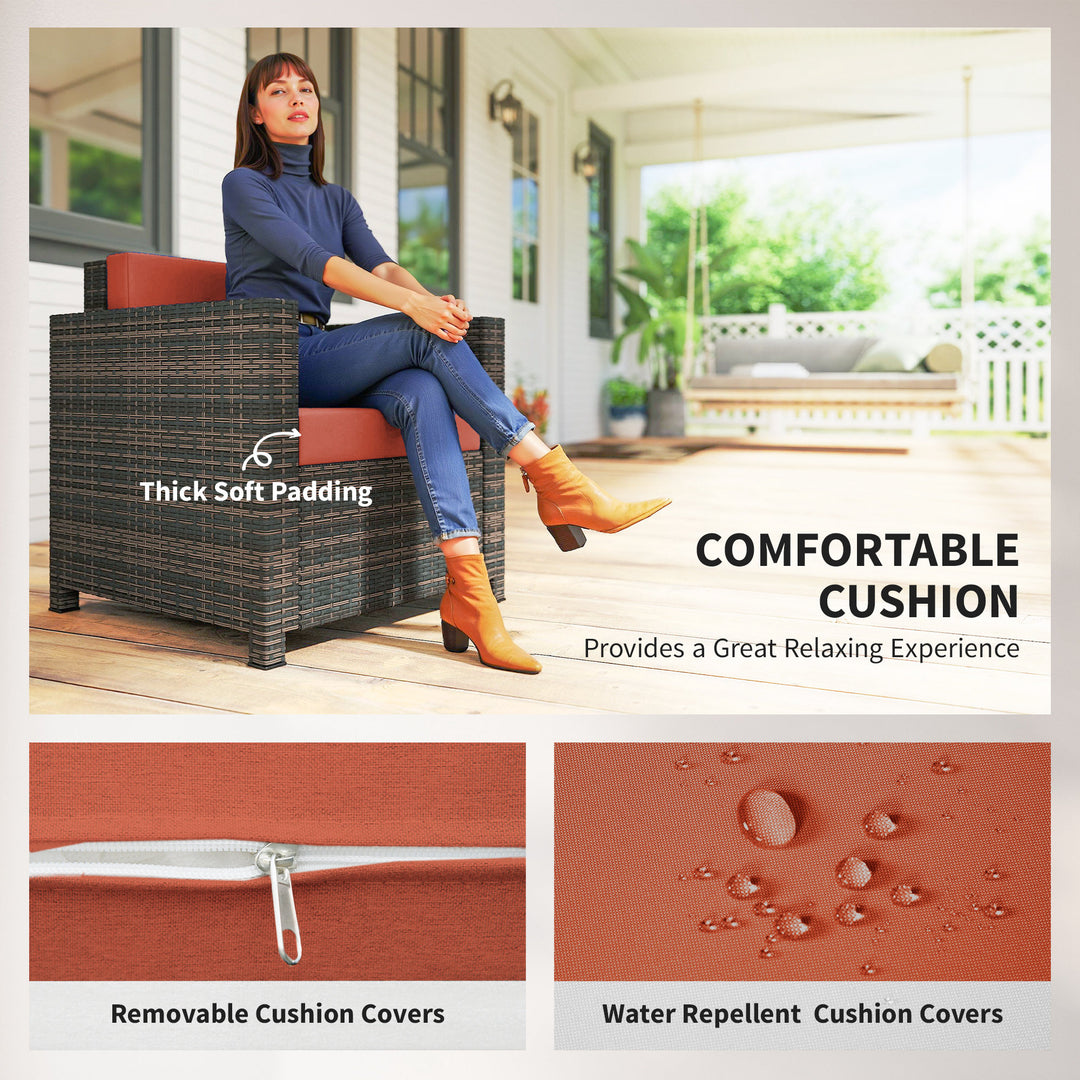 PE Rattan Garden Armchair with Cushion