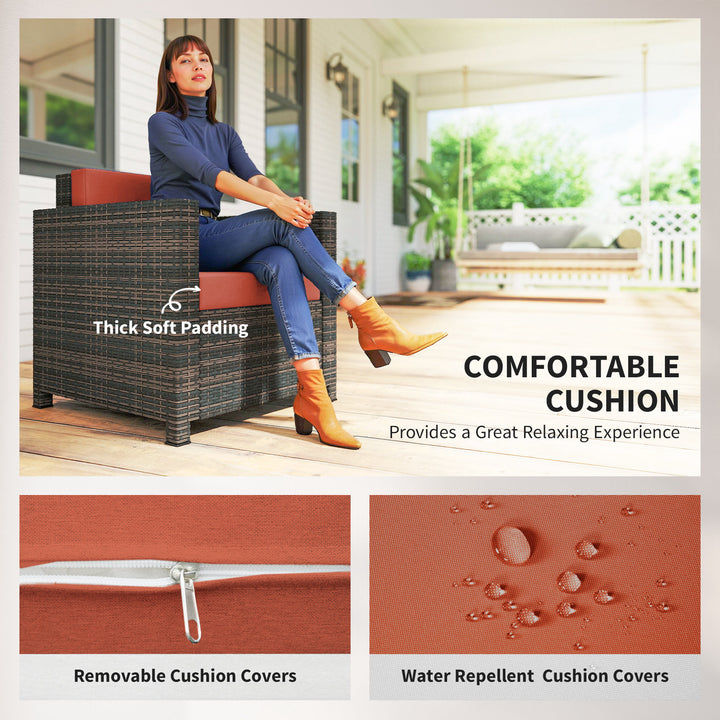 PE Rattan Garden Armchair with Cushion