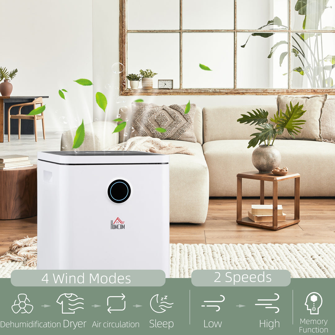 HOMCOM 10L/Day 2500ML Portable Quiet Dehumidifier with WiFi Smart App Control, Electric Moisture Air Dehumidifier for Home Laundry Basement