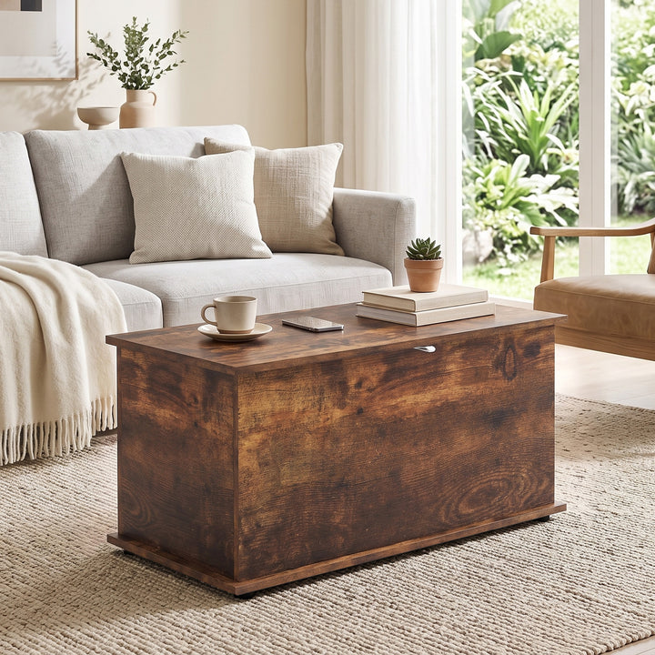 Storage Chest, 102L Blanket Box, Shoe Bench Safety Hinged Lid, Bed End