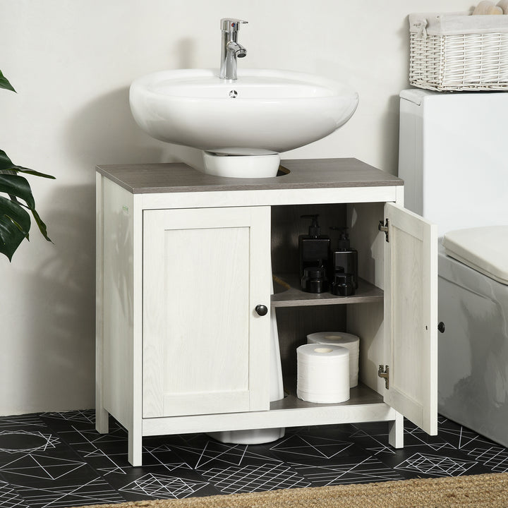 Modern Bathroom Sink Cabinet, Floor Standing Under Sink Cabinet, Freestanding Storage Cupboard with Adjustable Shelf, Double Doors, Antique White