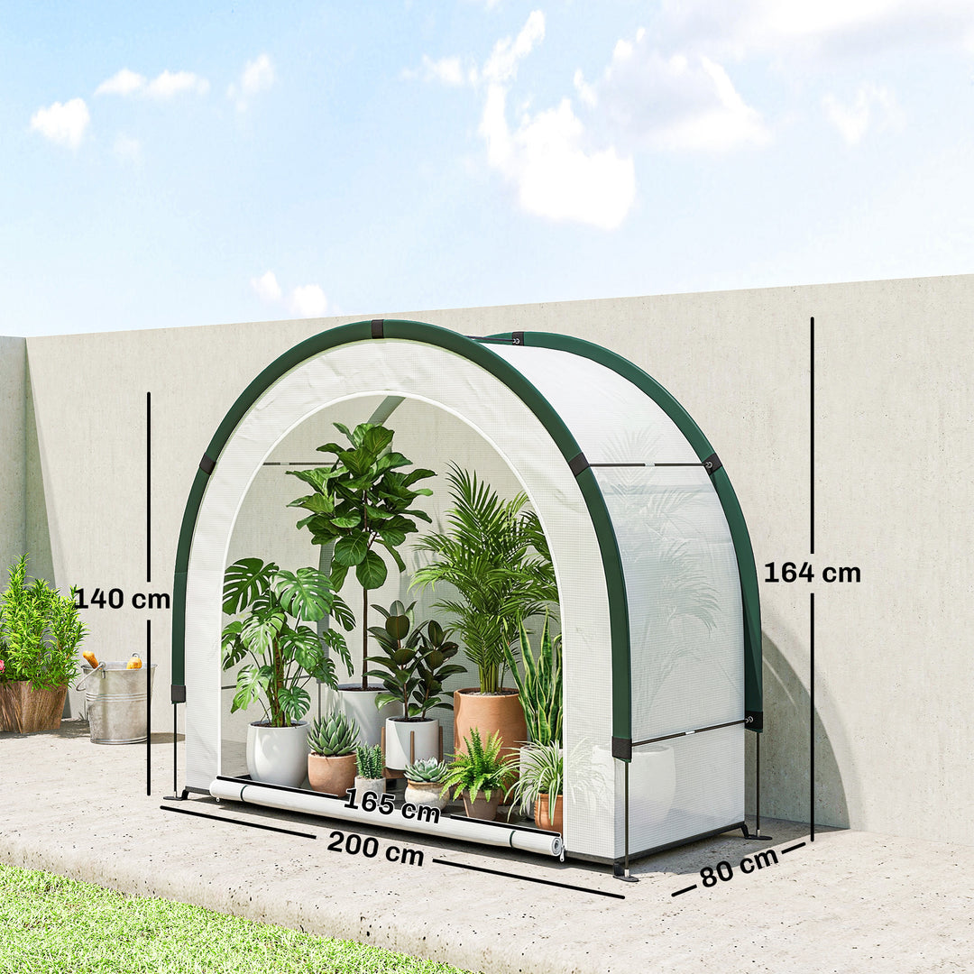 Foldable Small Greenhouse, Portable Green House Mini Greenhouse with Zipper Door, PE Base, 200 x 80 x 164 cm