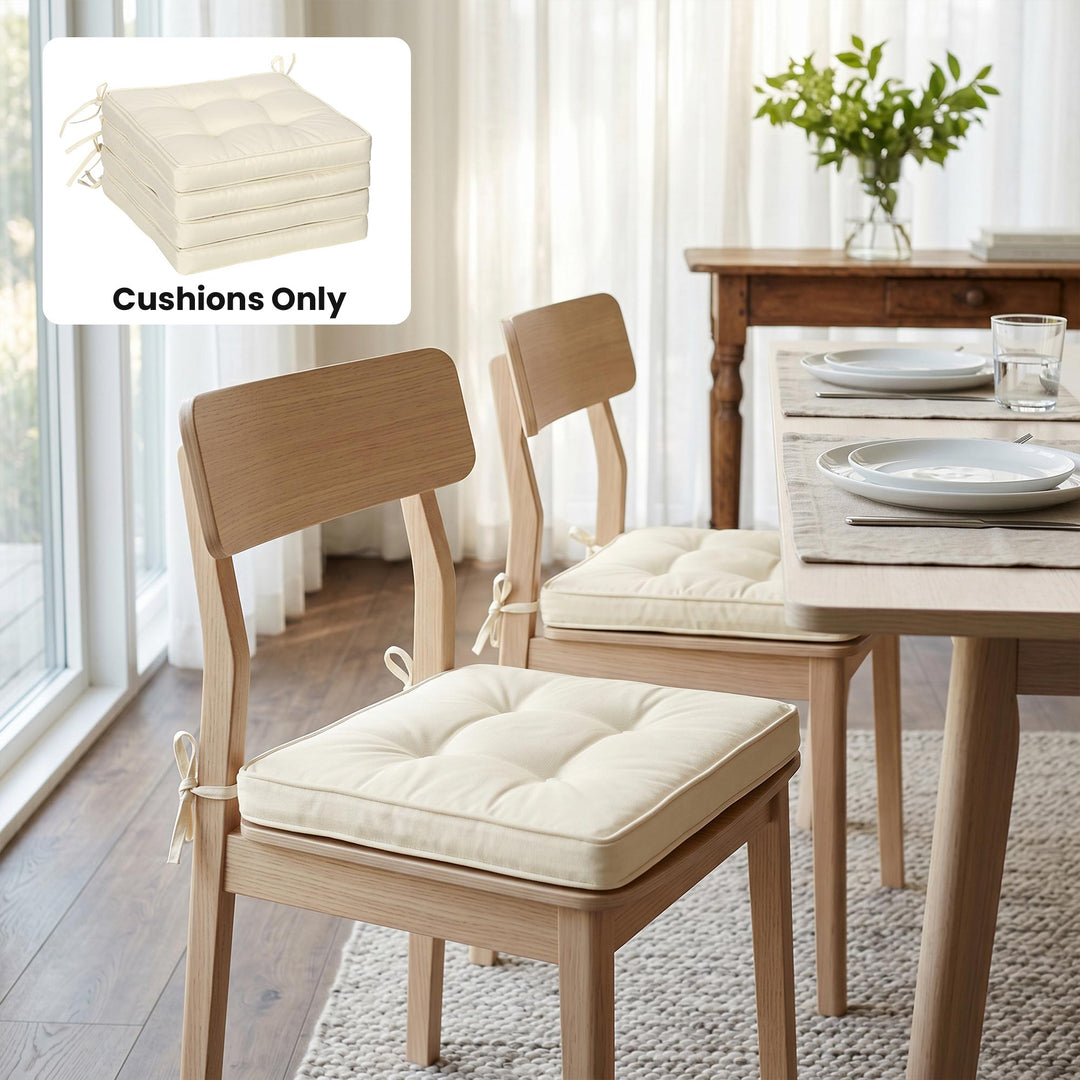 Set of 4 Garden Seat Cushion with Ties, 42 x 42cm Replacement Dining C