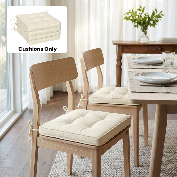 Set of 4 Garden Seat Cushion with Ties, 42 x 42cm Replacement Dining C