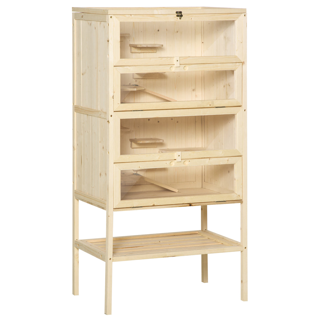 MCL Wooden Large Hamster Cage, Gerbil Cage 4 Layers with Tall Bottom & Storage Shelf