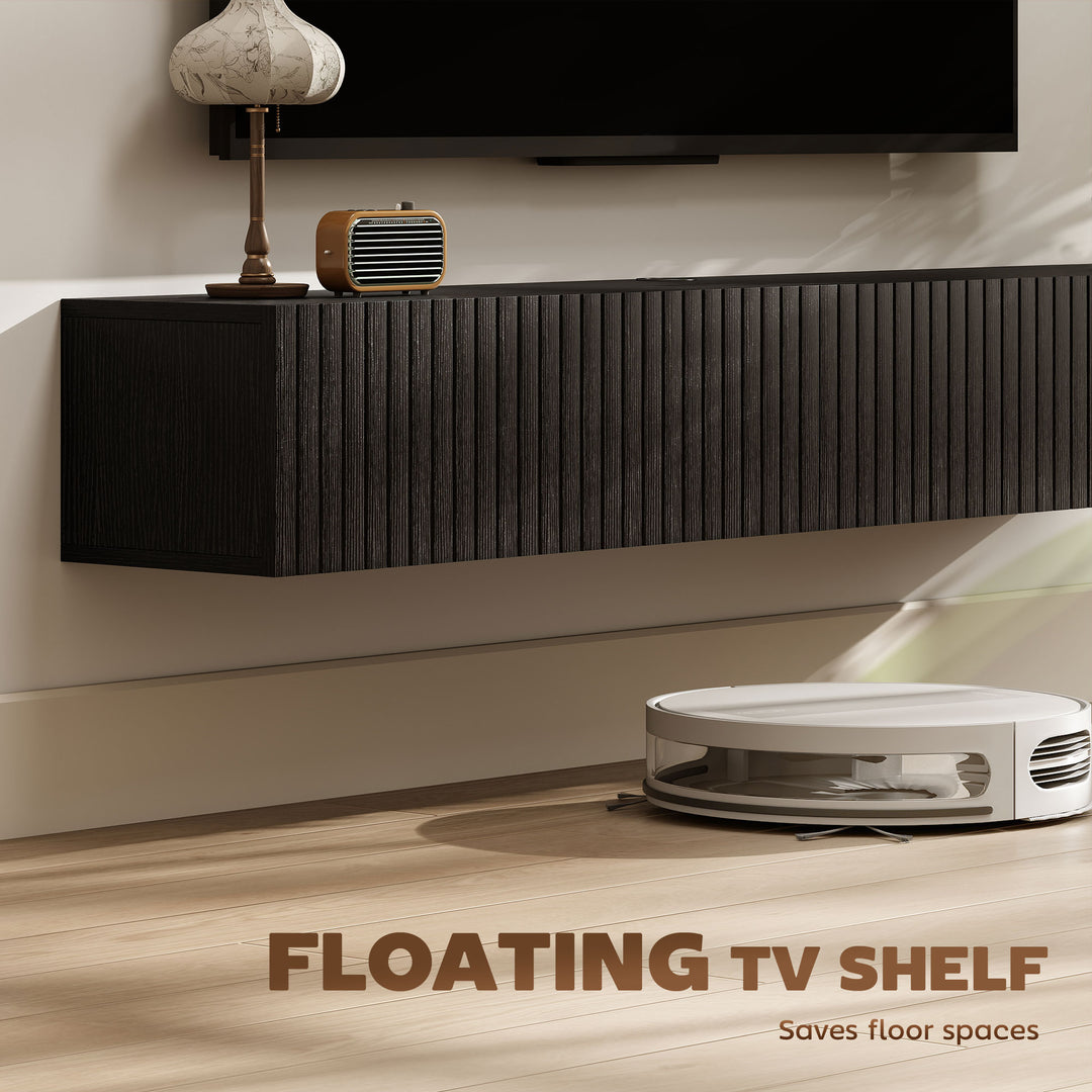 140cm Floating TV Stand, Wall Mount TV Unit with Cable Management Hole