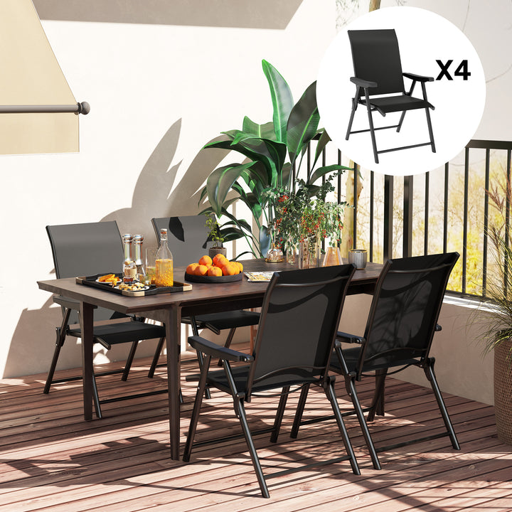 Set of Four Folding Outdoor Chairs - Black