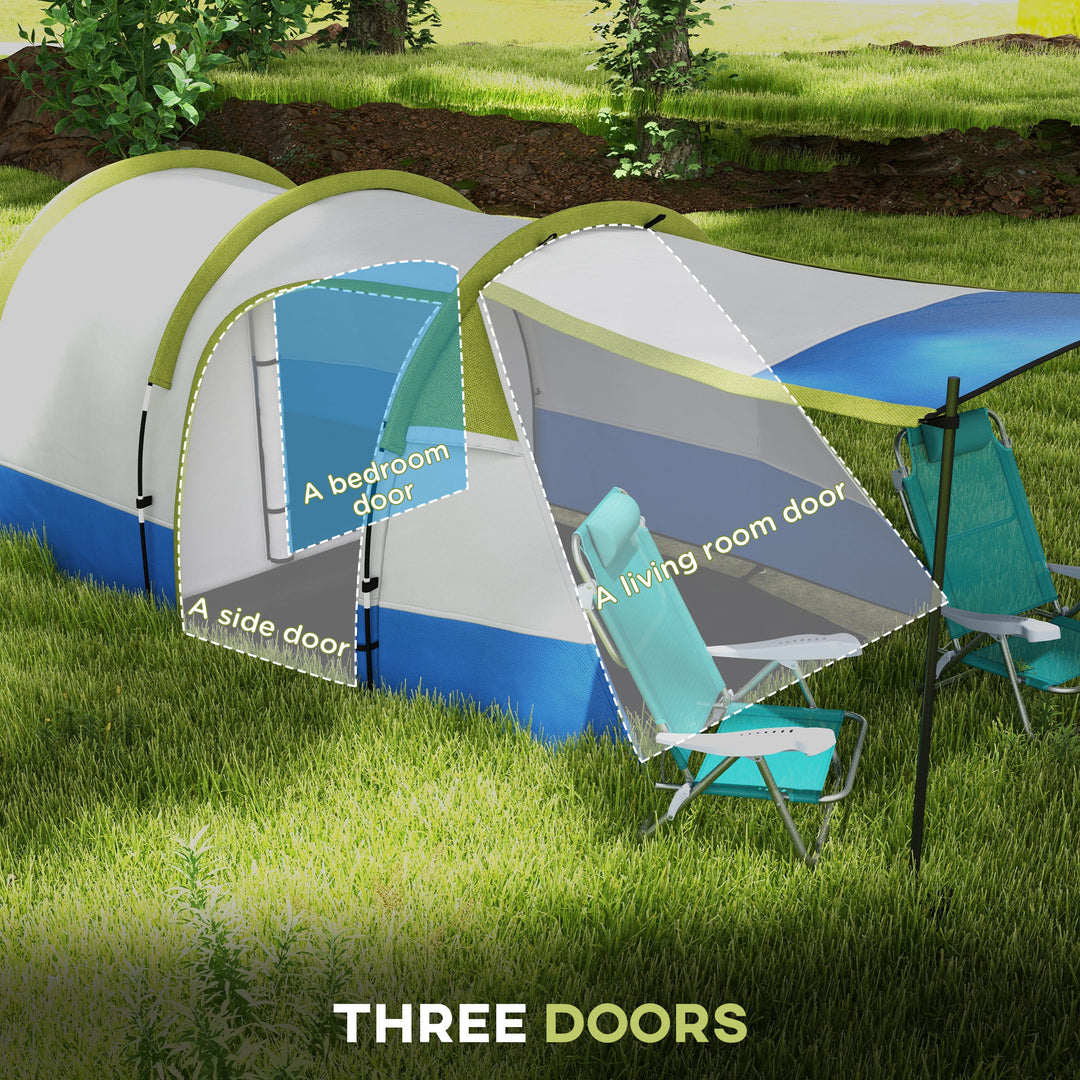 Three Man Two-Room Tent, with Porch and Accessories - Green