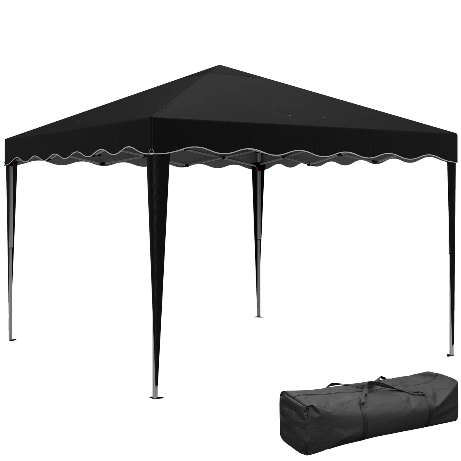 3 x 3cm Adjustable Height Pop-Up Gazebo, with Bag - Black
